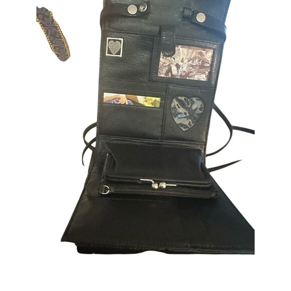 Brighton Black Croc Embossed Leather Crossbody Organizer Bag - Picture 4 of 14